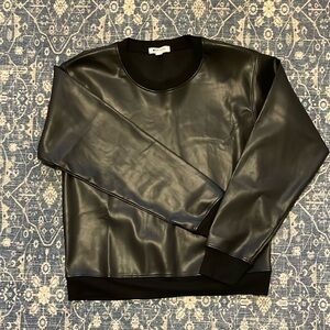 LAmade Black Faux Leather Sweatshirt from Anthropologie